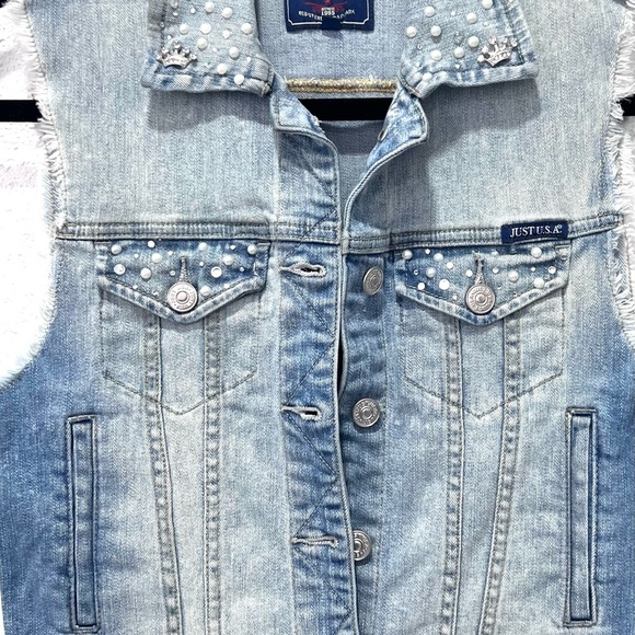 Just USA Authentic Denim vest embellished S - Picture 3 of 8